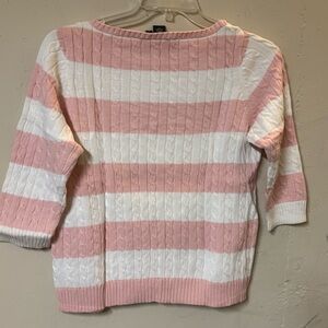 Lauren by Ralph Lauren Pink and White Striped Women's Sweater